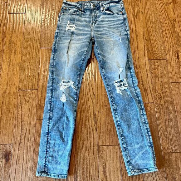 American eagle mens 28x32 air flex athletic cut distressed jeans - Picture 2 of 10